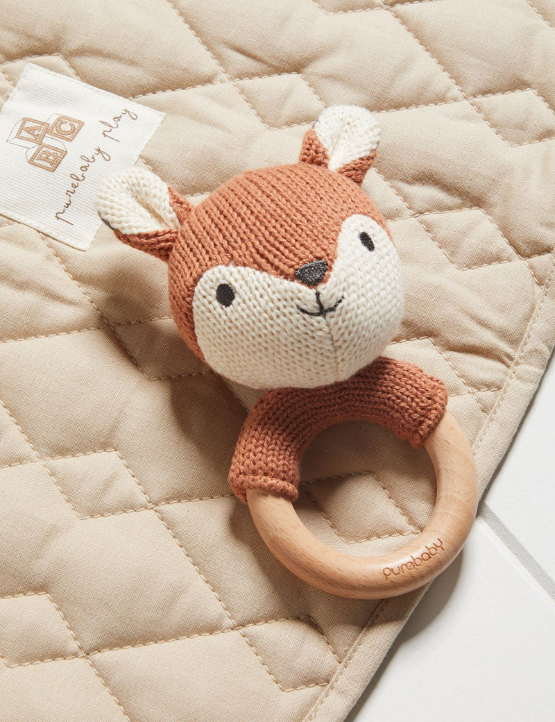 Knitted Fox Rattle - Maple