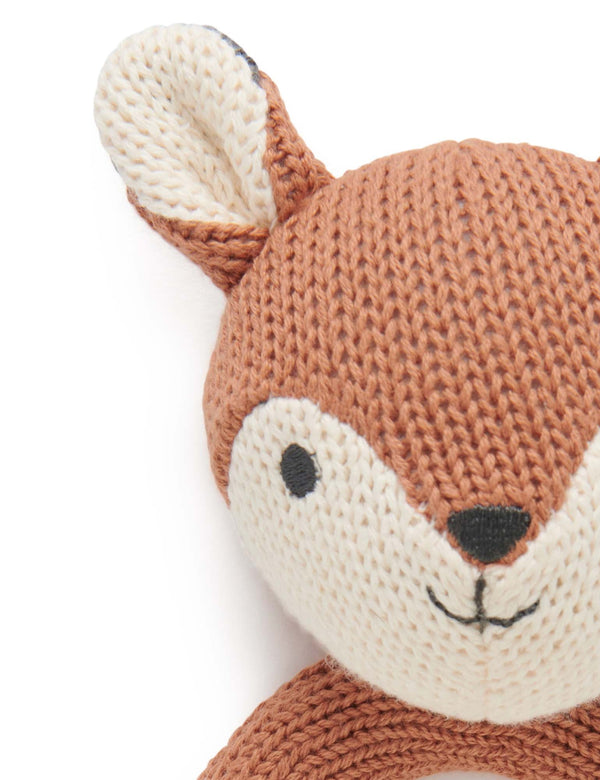 Knitted Fox Rattle - Maple