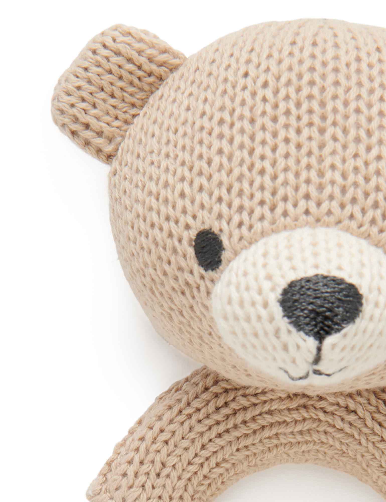 Knitted Bear Rattle - Camel