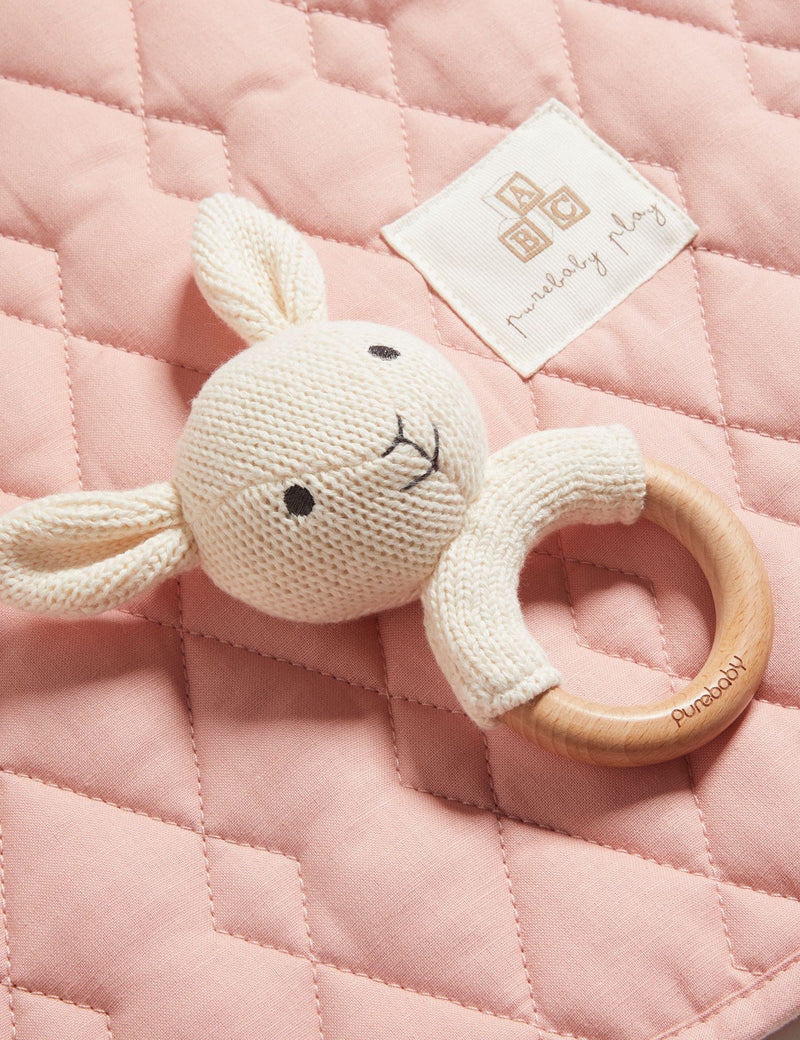 Knitted Rabbit Rattle - Cloud