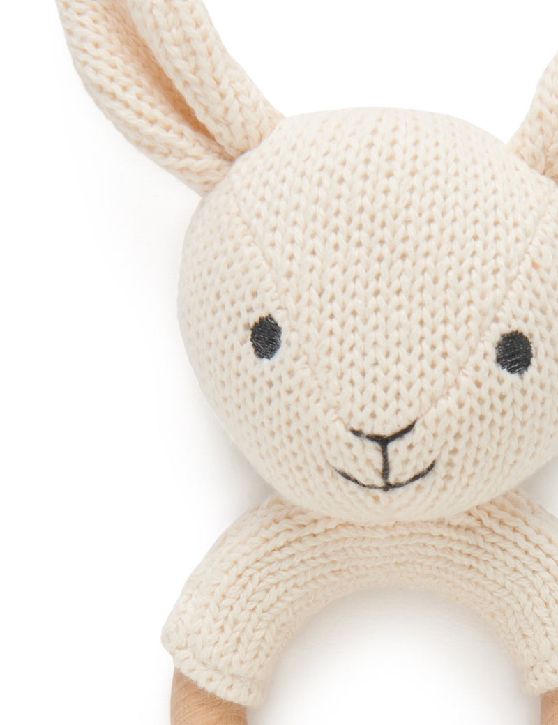 Knitted Rabbit Rattle - Cloud