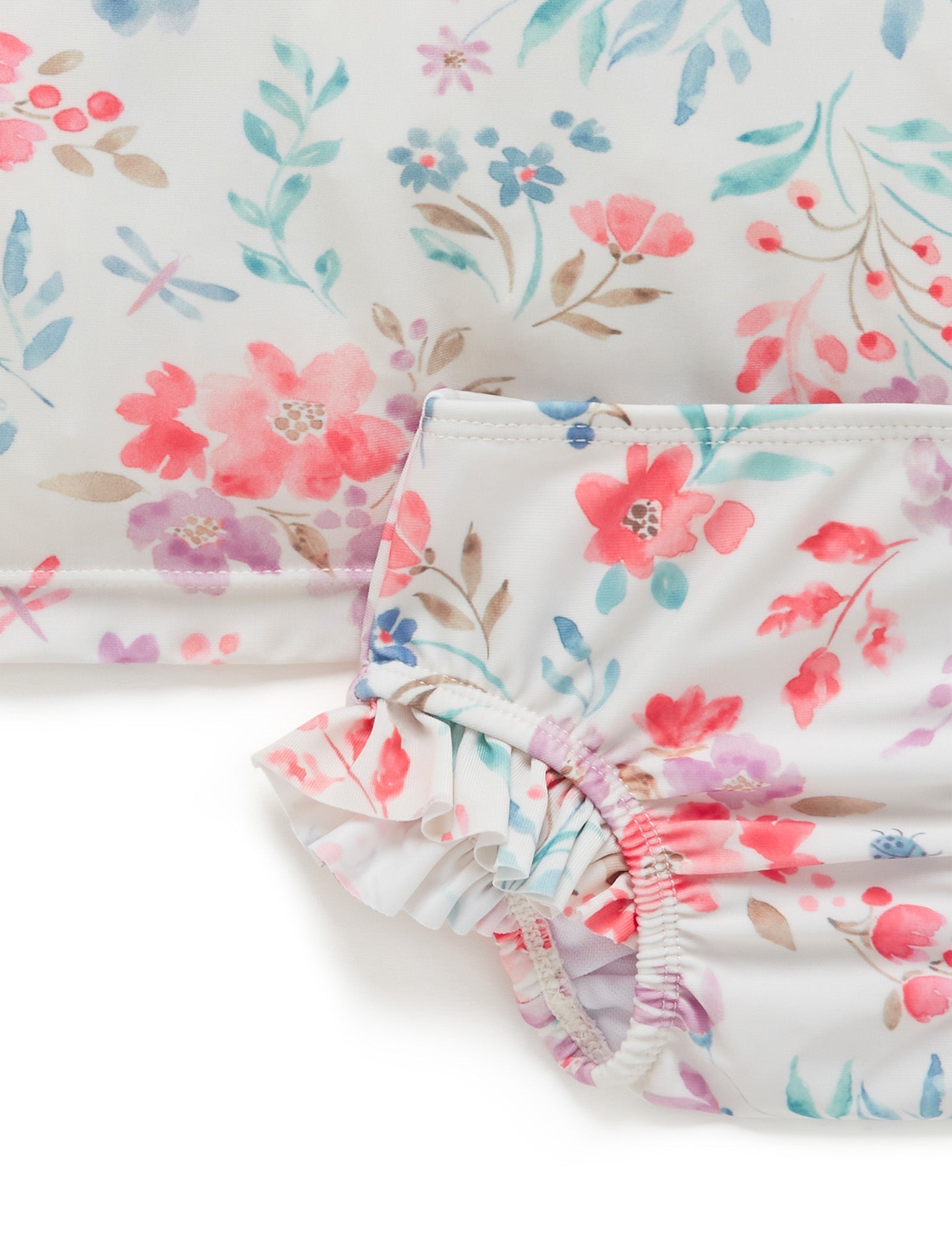 Printed S/S Rashie Flutter Set - Full Bloom Print