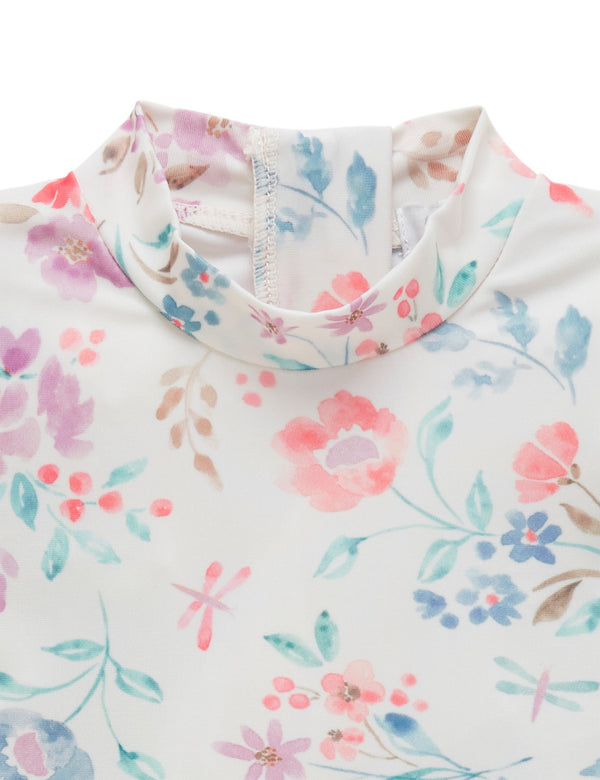 Printed S/S Rashie Flutter Set - Full Bloom Print