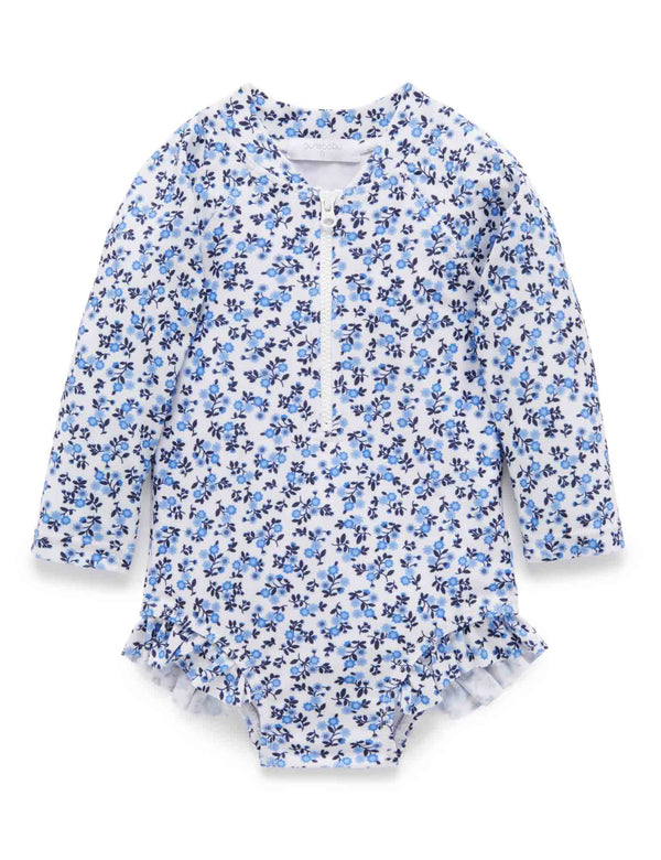 L/Slv One piece rashie - Forget Me Not Print