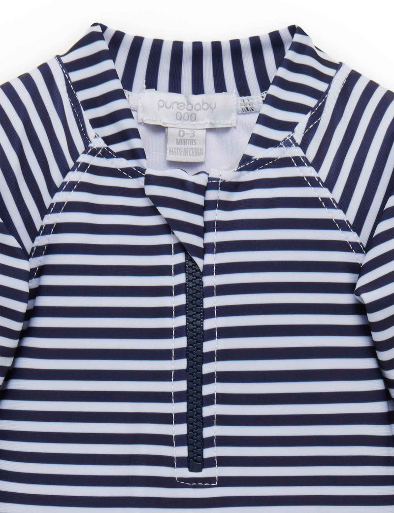 L/Slv One piece rashie - French Stripe Print