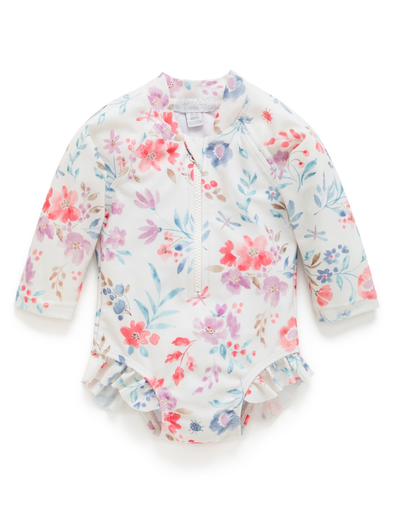 Printed L/S Swimsuit - Full Bloom Print