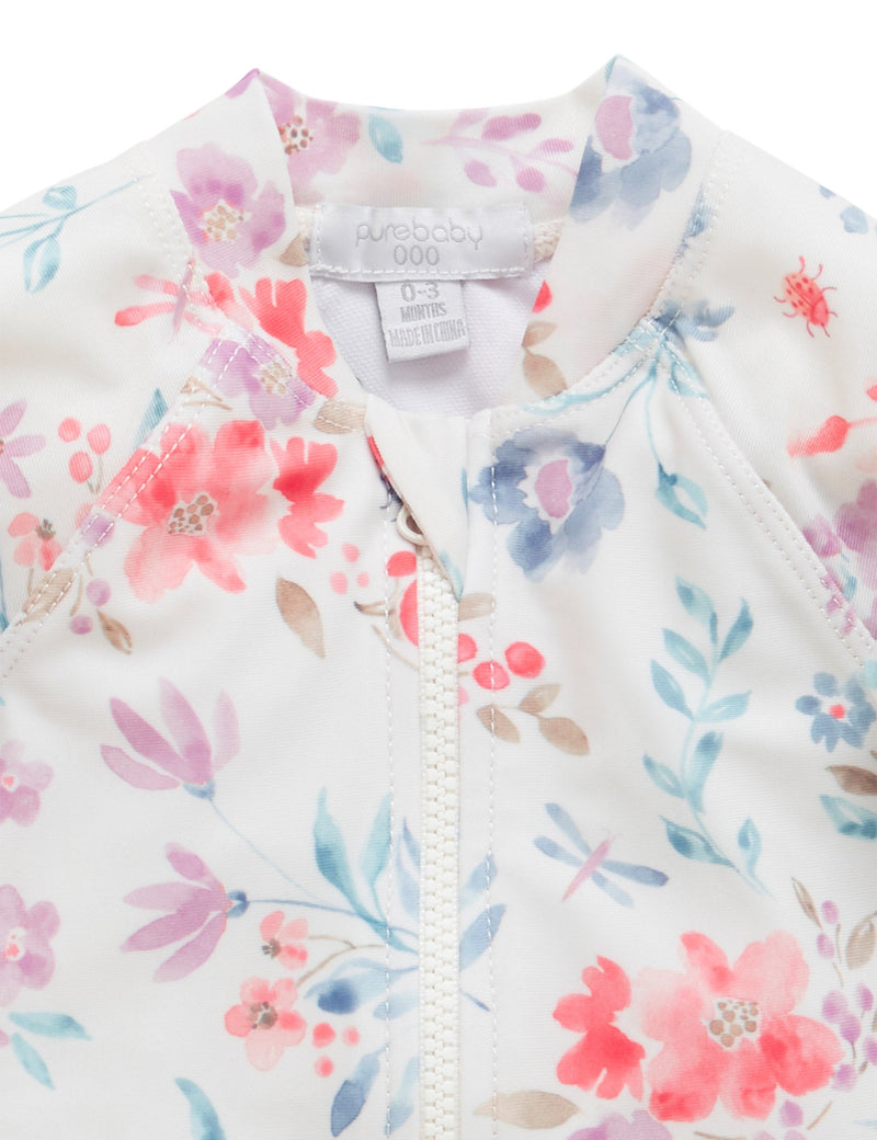 Printed L/S Swimsuit - Full Bloom Print