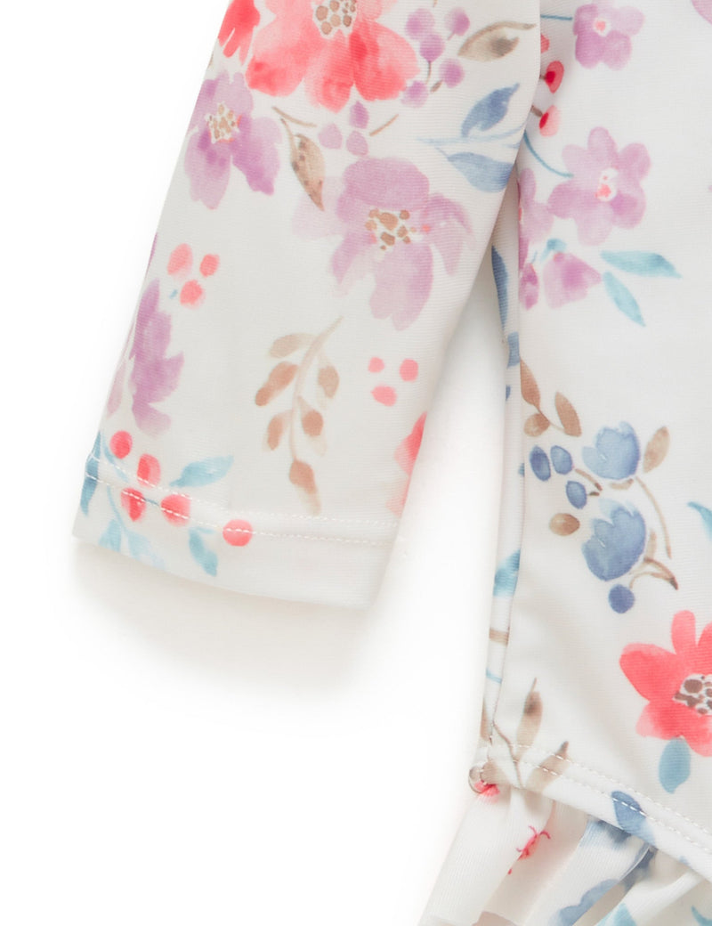 Printed L/S Swimsuit - Full Bloom Print