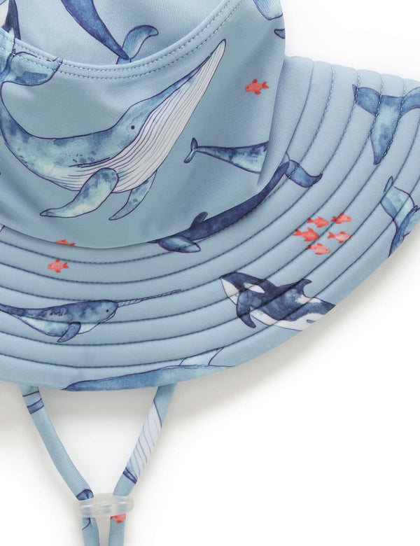 Boys Broad Brim Hat - Whale Pod Print