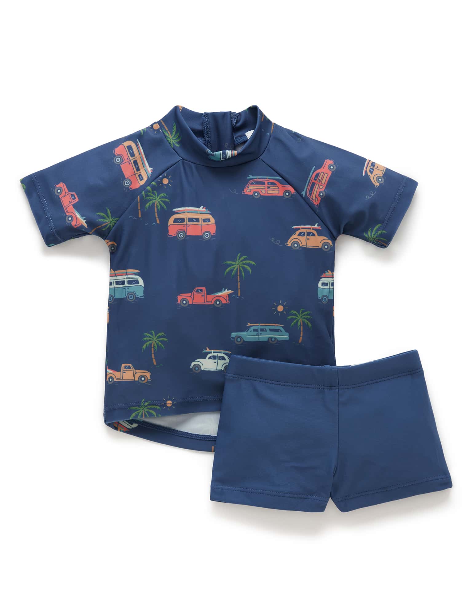Printed S/S Rashie Set - Coastal Cars Print