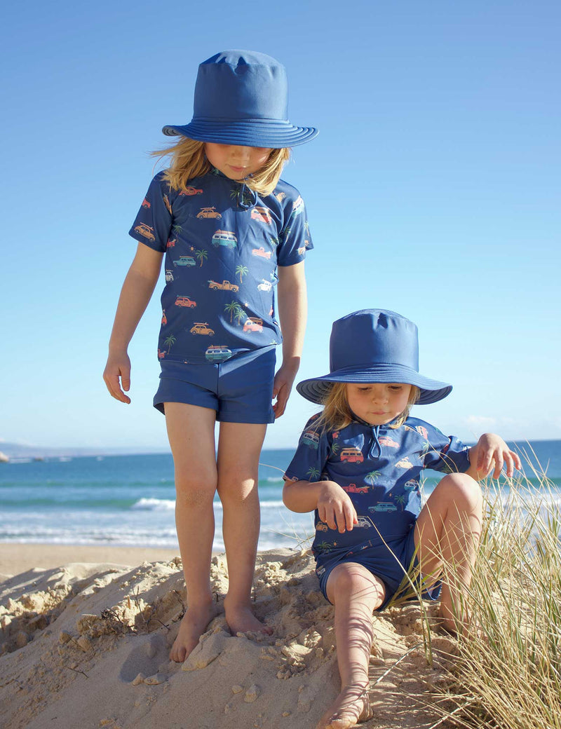 Printed S/S Rashie Set - Coastal Cars Print