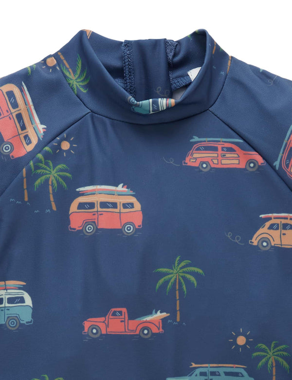 Printed S/S Rashie Set - Coastal Cars Print