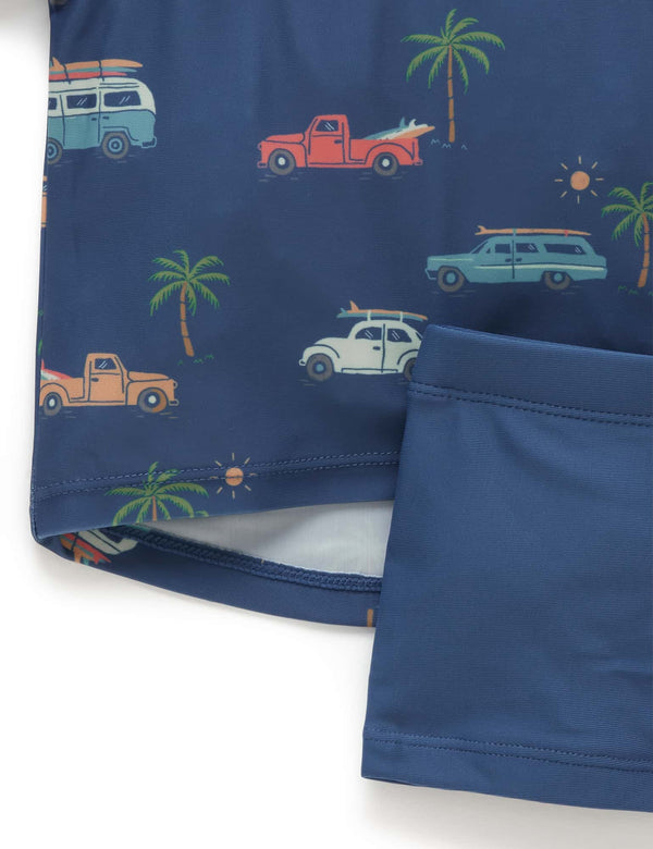 Printed S/S Rashie Set - Coastal Cars Print