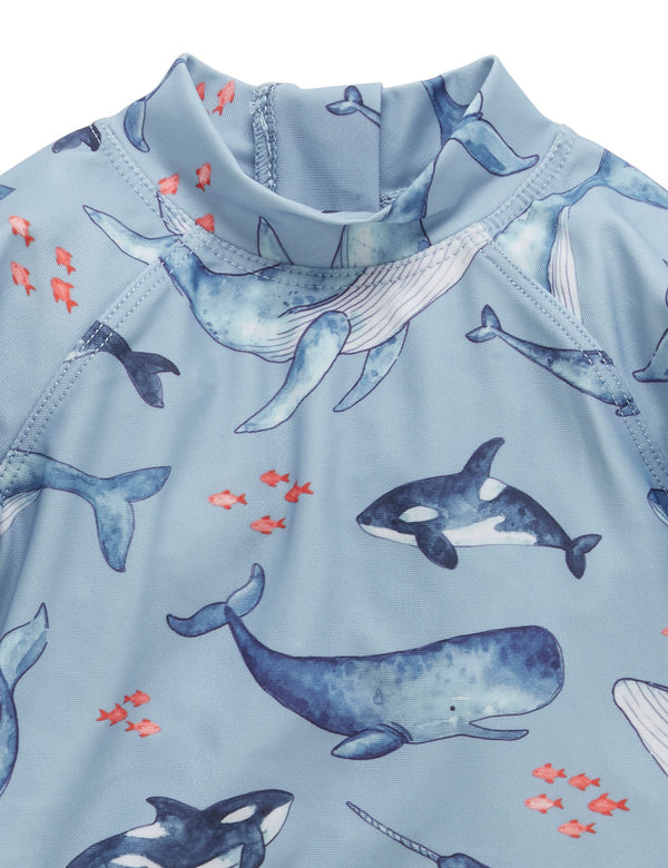 Printed L/S Rashie Set - Whale Pod Print