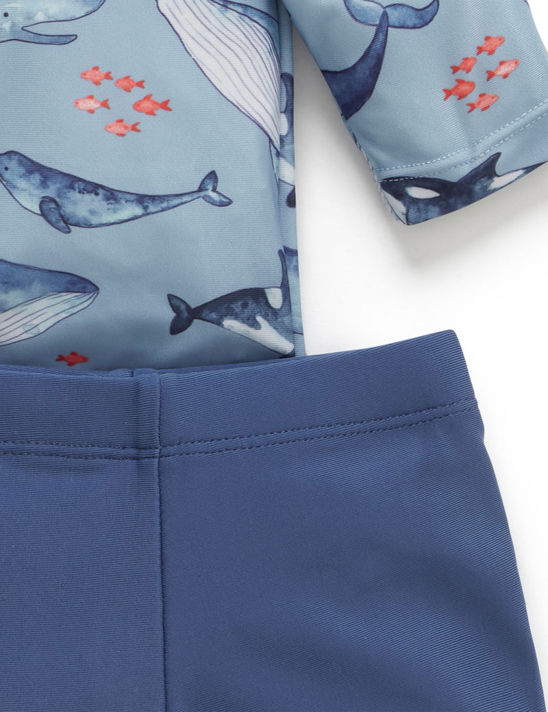 Printed L/S Rashie Set - Whale Pod Print