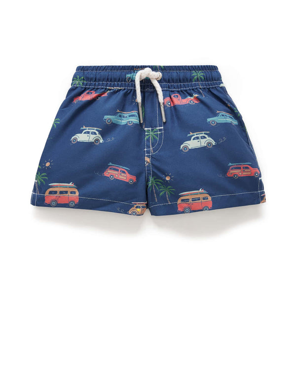 Printed Board Shorts - Coastal Cars Print