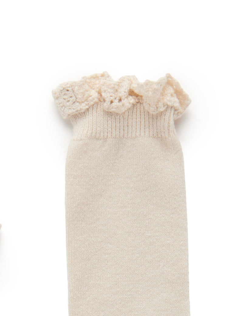 LaceTrim Knee Sock - Lino