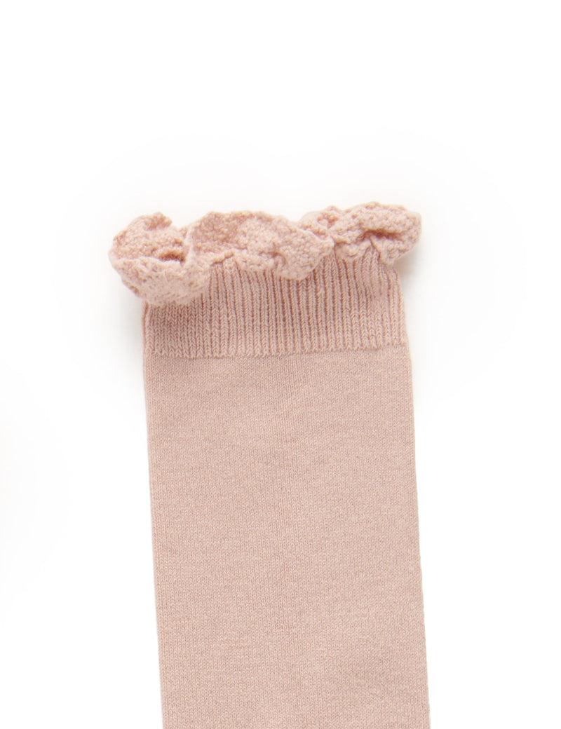 LaceTrim Knee Sock - Rosa Empolvado