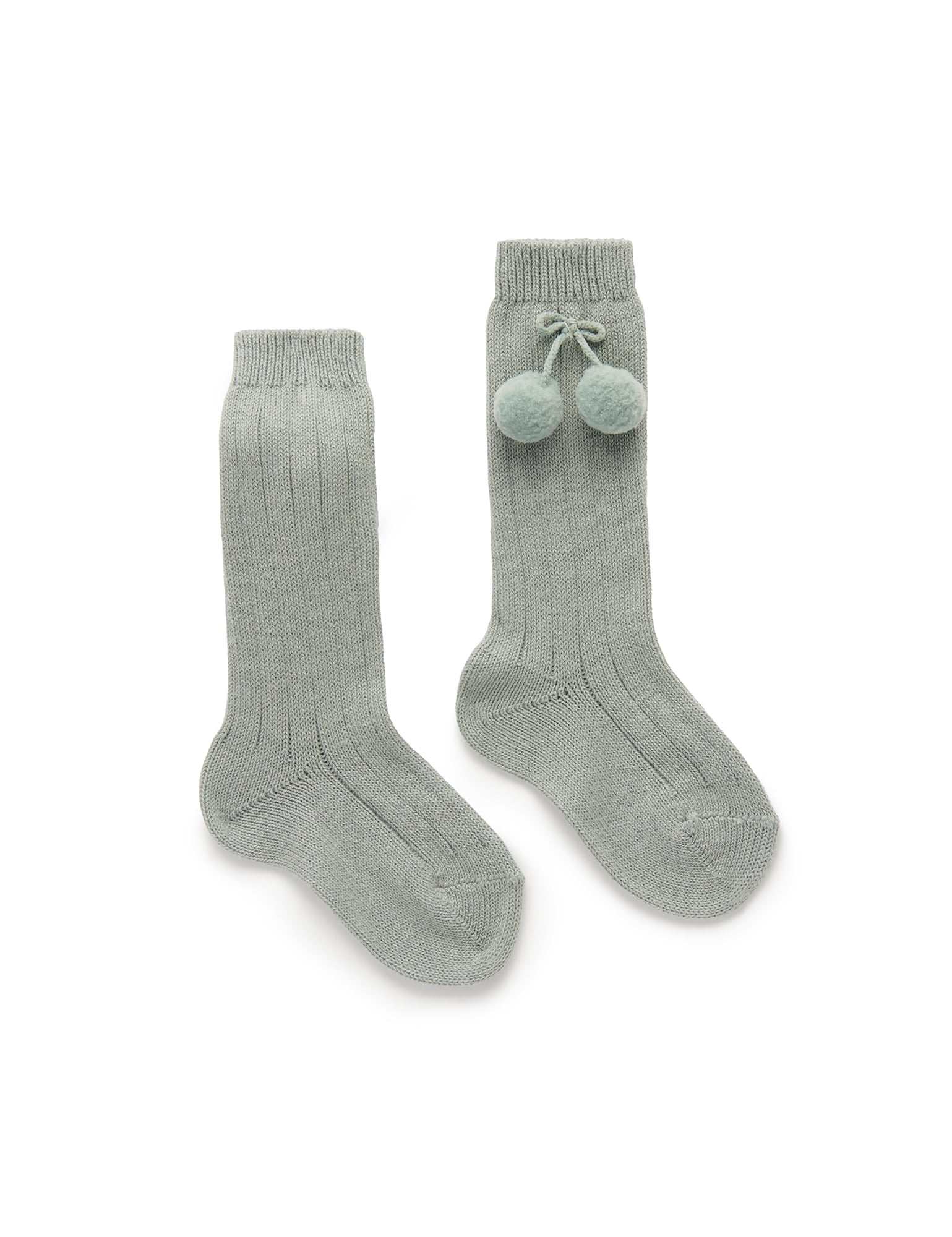 Pom Pom Knee Sock - Verde Ceco
