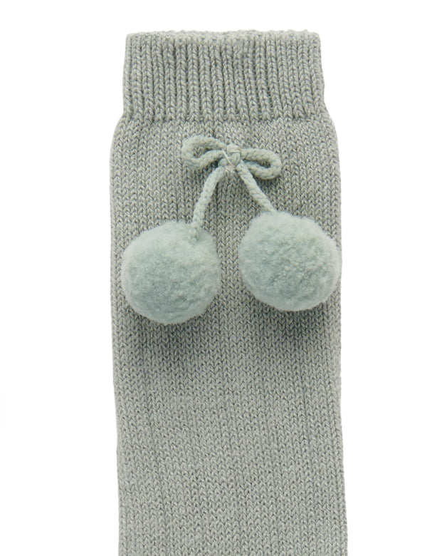 Pom Pom Knee Sock - Verde Ceco